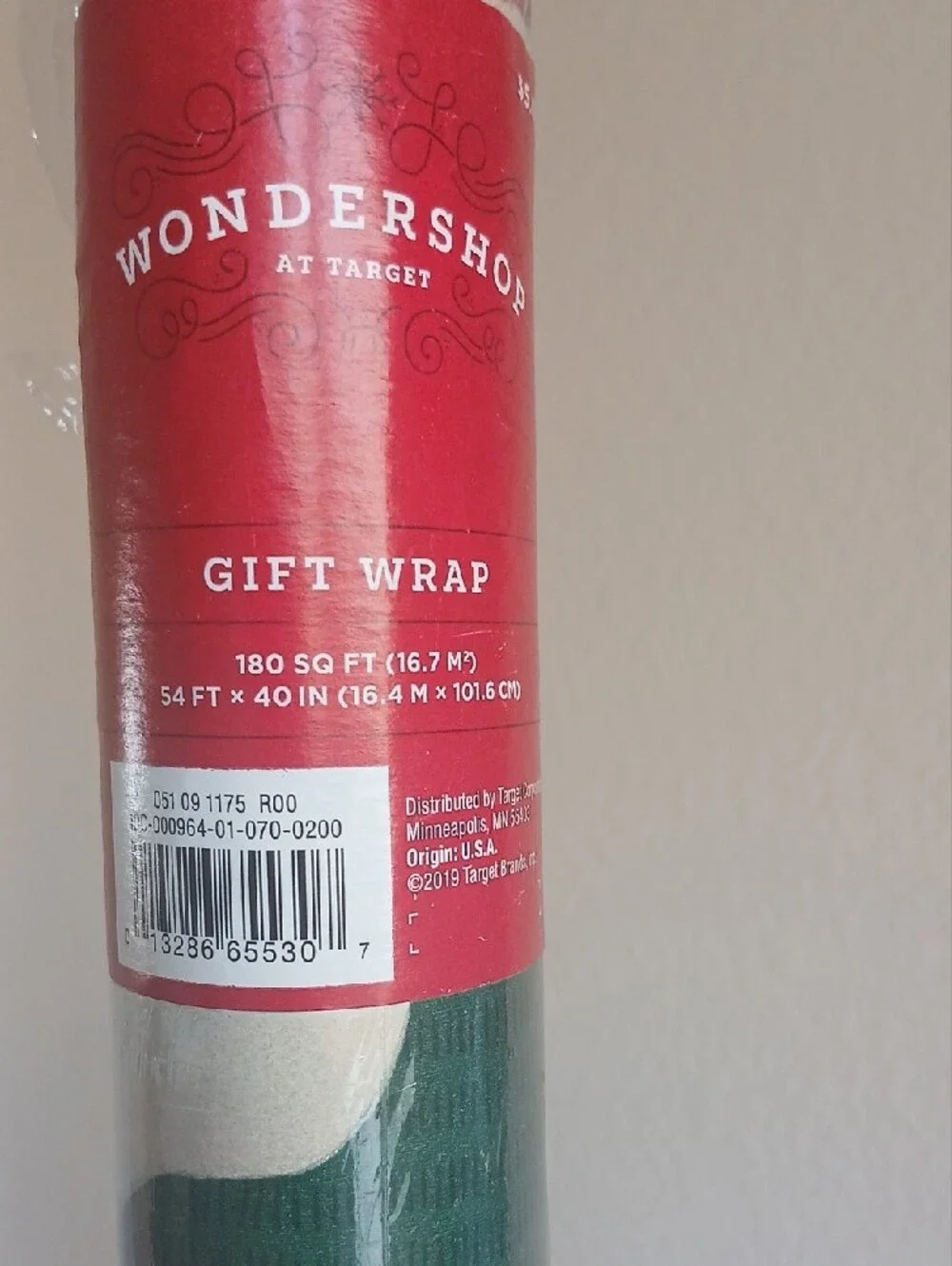 African American Santa Wrapping Paper Roll - Green & Red (NIP)